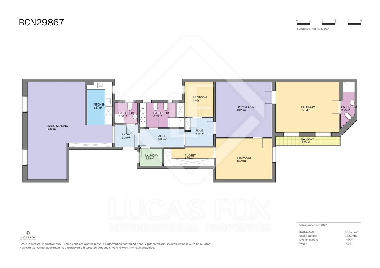 living - Piso de 159m² en venta en Eixample Derecho, Barcelona - Plano del piso - 1