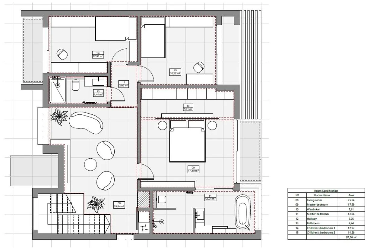living - Parcela de 524m² en venta en Alella, Barcelona - Plano del piso - 2