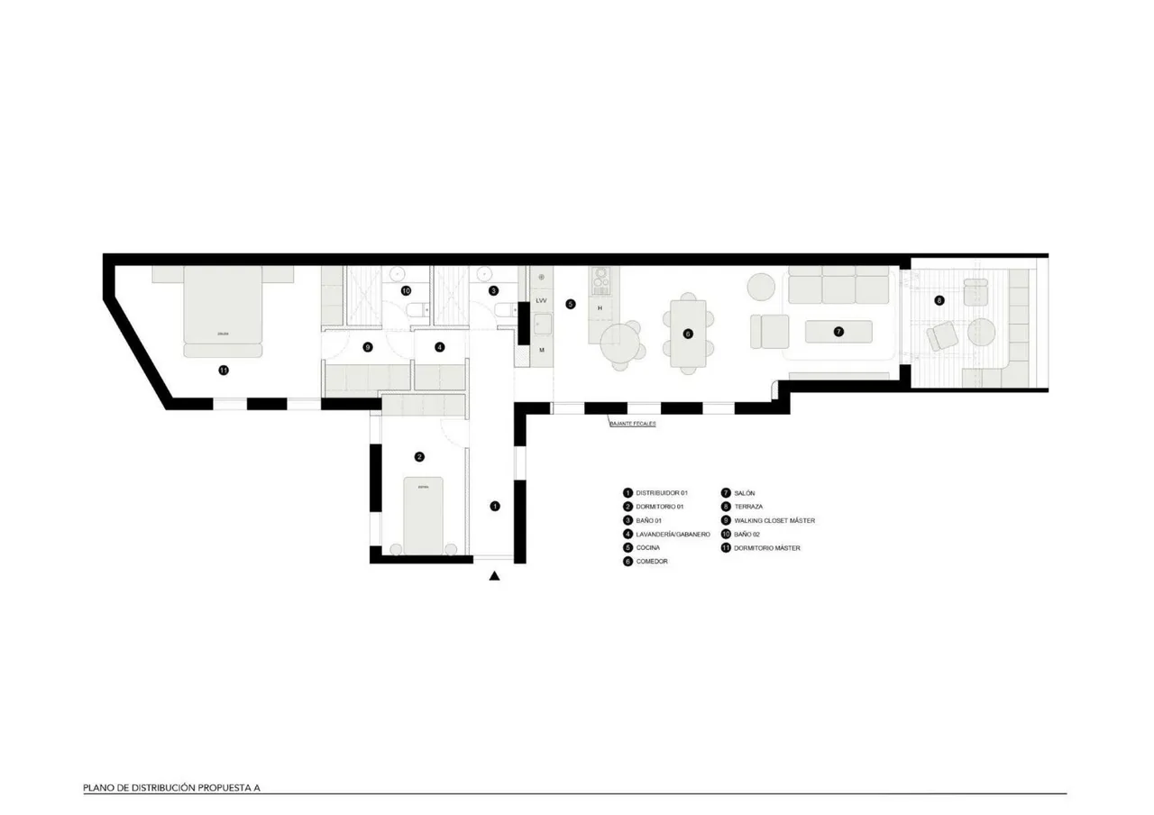 living - 106m² penthouse with 13m² terrace for sale in Goya, Madrid - Floor Plan - 3