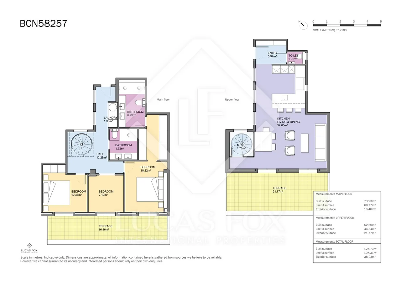 living - Ático de 133m² con 40m² terraza en venta en Eixample Derecho - Plano del piso - 1
