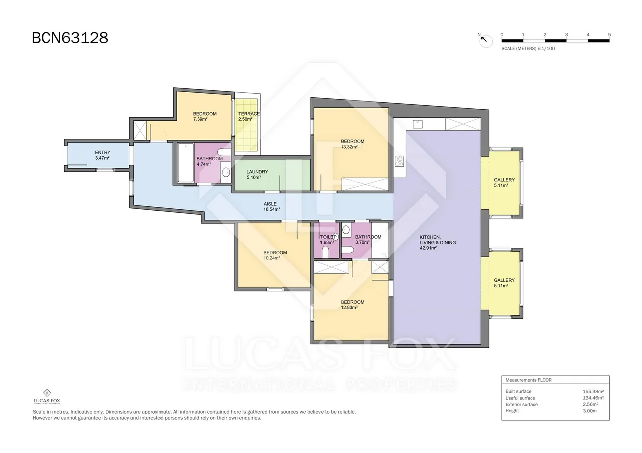 living - 156m² apartment for sale in Eixample Right, Barcelona - Floor Plan - 1