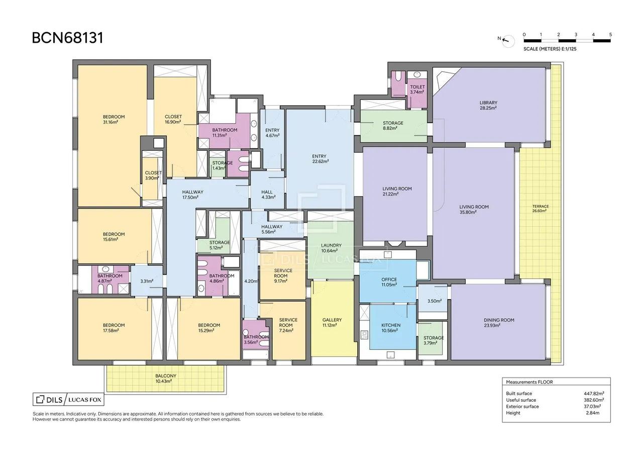 living - Piso de 500m² en venta en Turó Park, Barcelona - Plano del piso - 1