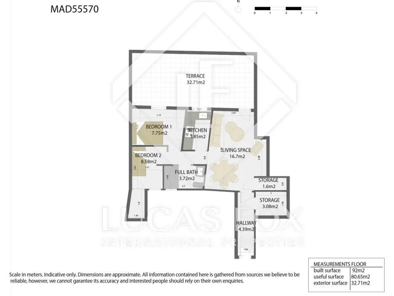 living - Piso de 92m² con 32m² terraza en venta en Trafalgar, Madrid - Plano del piso - 1