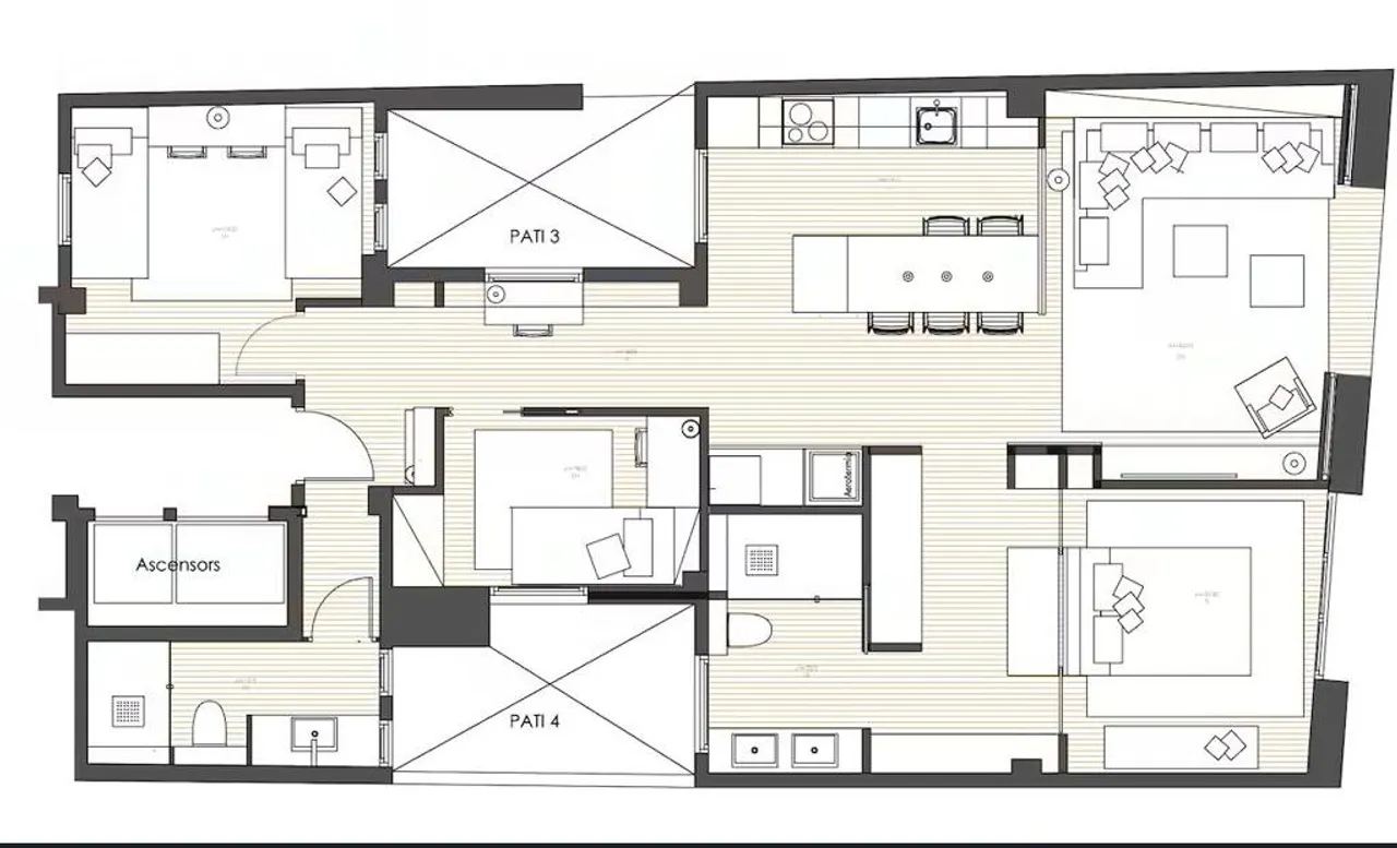 living - Piso de 103m² en venta en Gótico, Barcelona - Plano del piso - 1