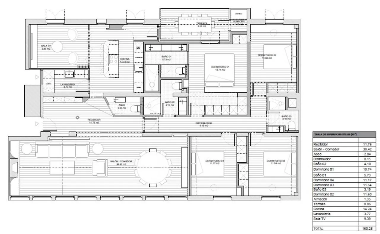 living - Piso de 177m² con 9m² terraza en venta en Palma de Mallorca - Plano del piso - 1