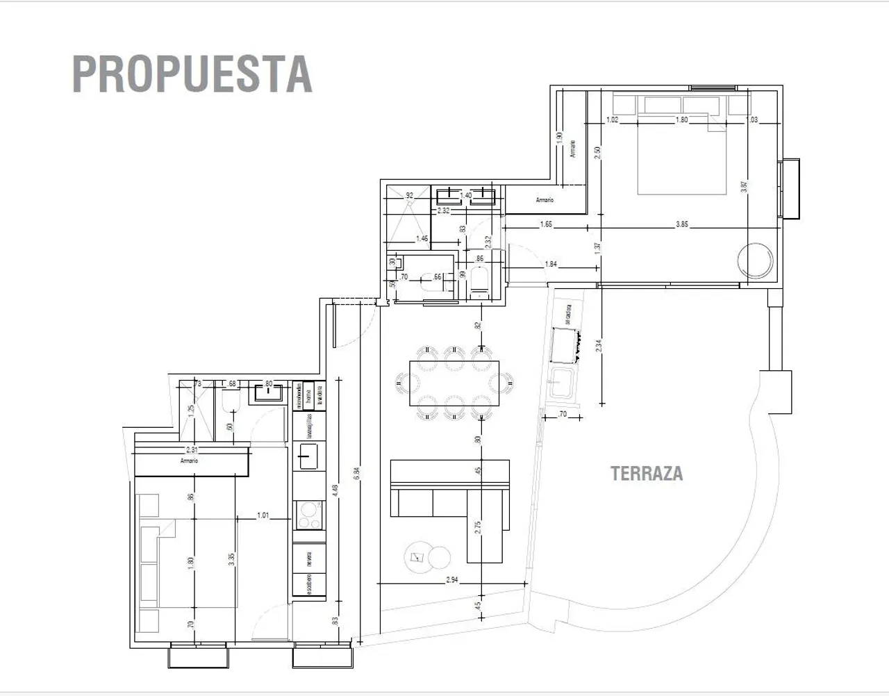 living - Ático de 120m² en venta en Cortes / Huertas, Madrid - Plano del piso - 1