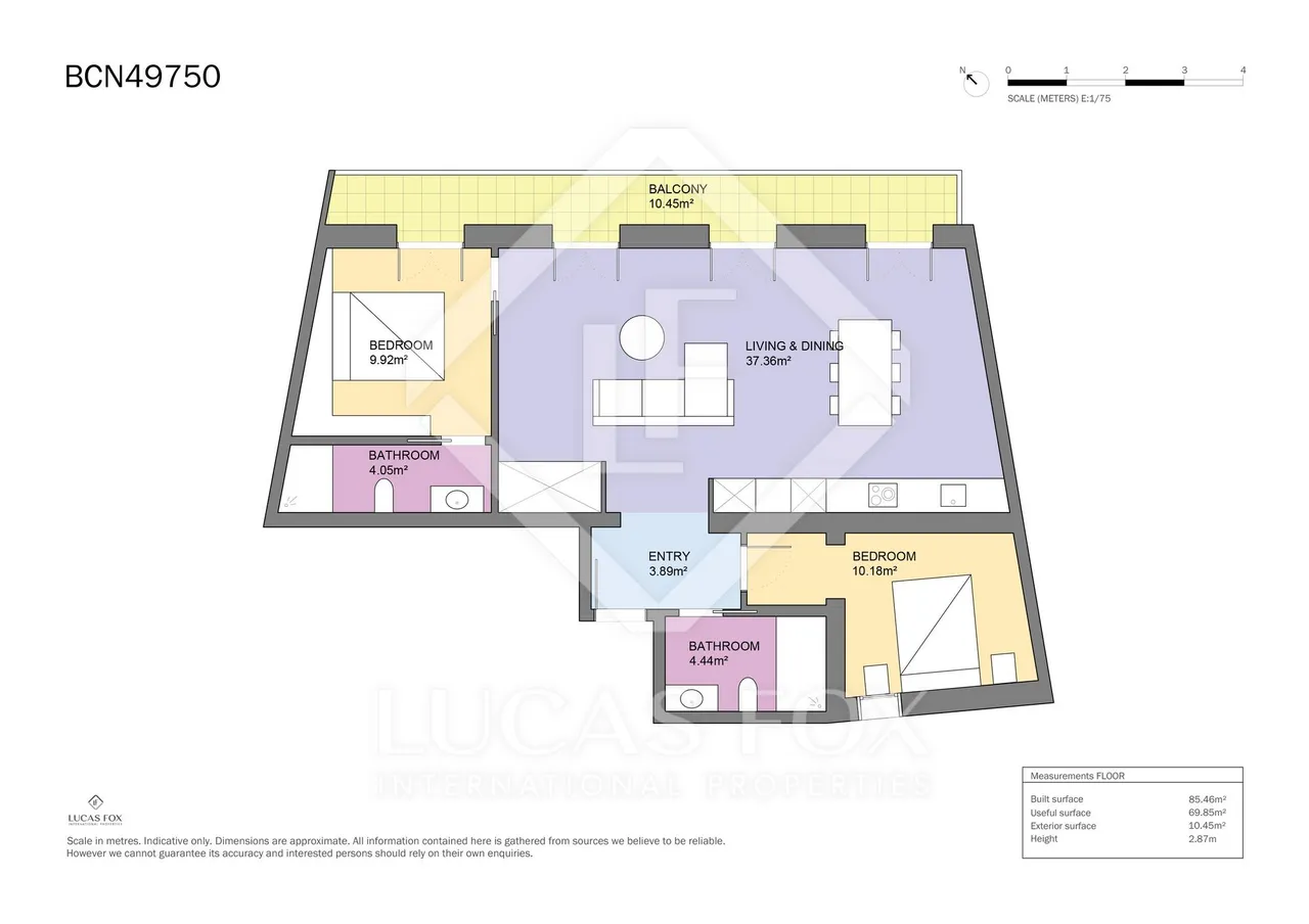 living - 84m² apartment with 9m² terrace for sale in Gótico - Floor Plan - 1