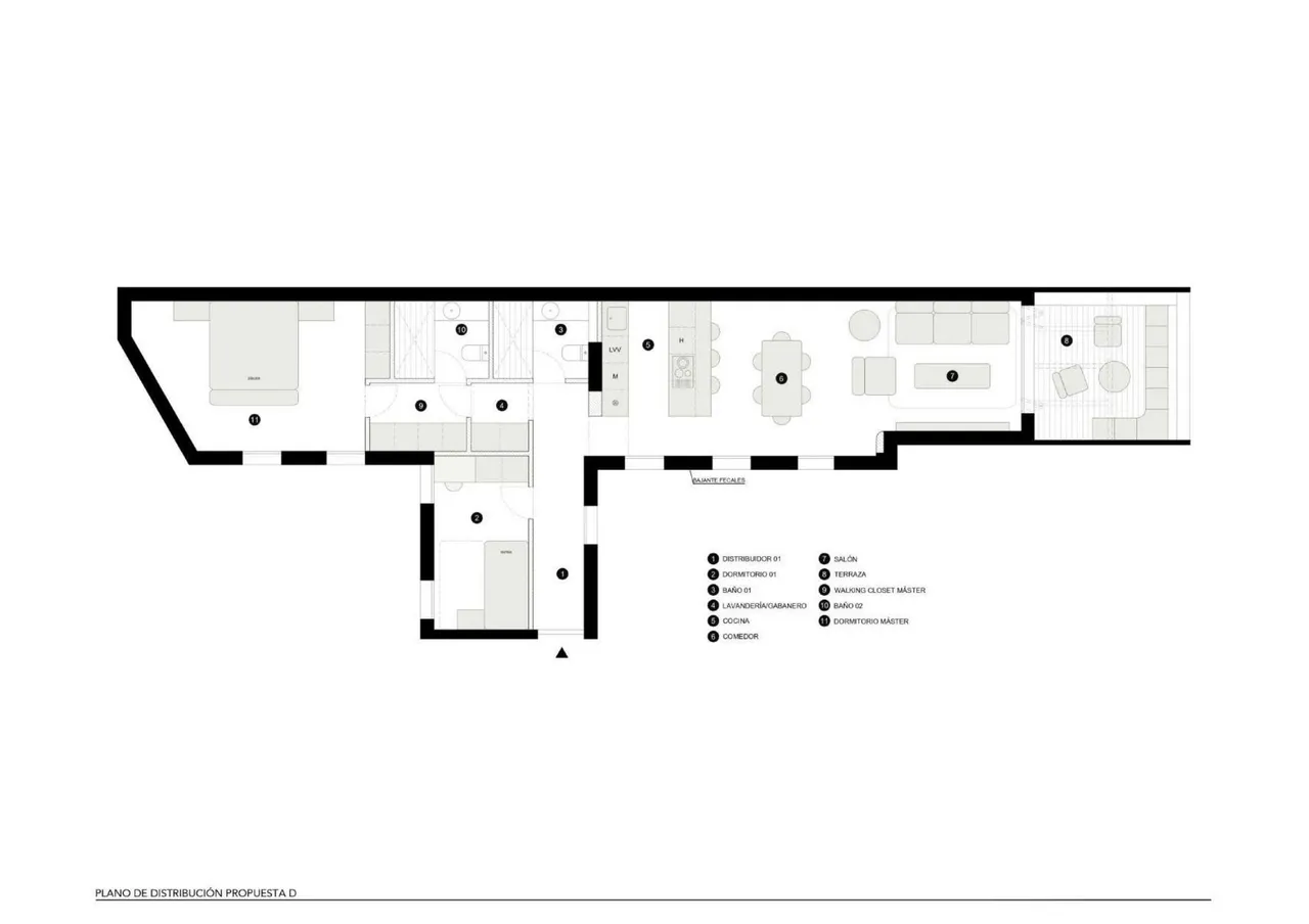 living - 106m² penthouse with 13m² terrace for sale in Goya, Madrid - Floor Plan - 1