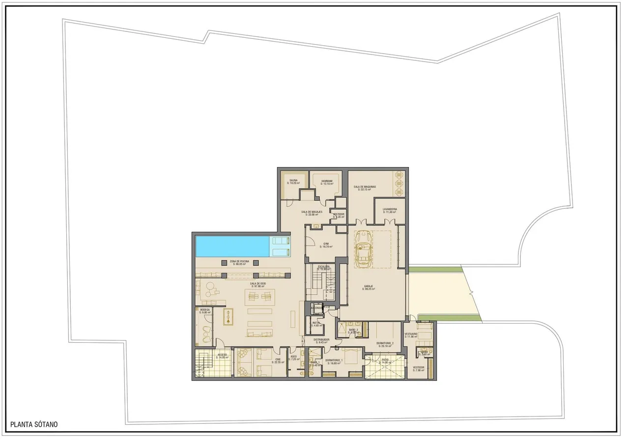 living - 1,636m² house / villa with 441m² terrace for sale in Nueva Andalucía - Floor Plan - 1