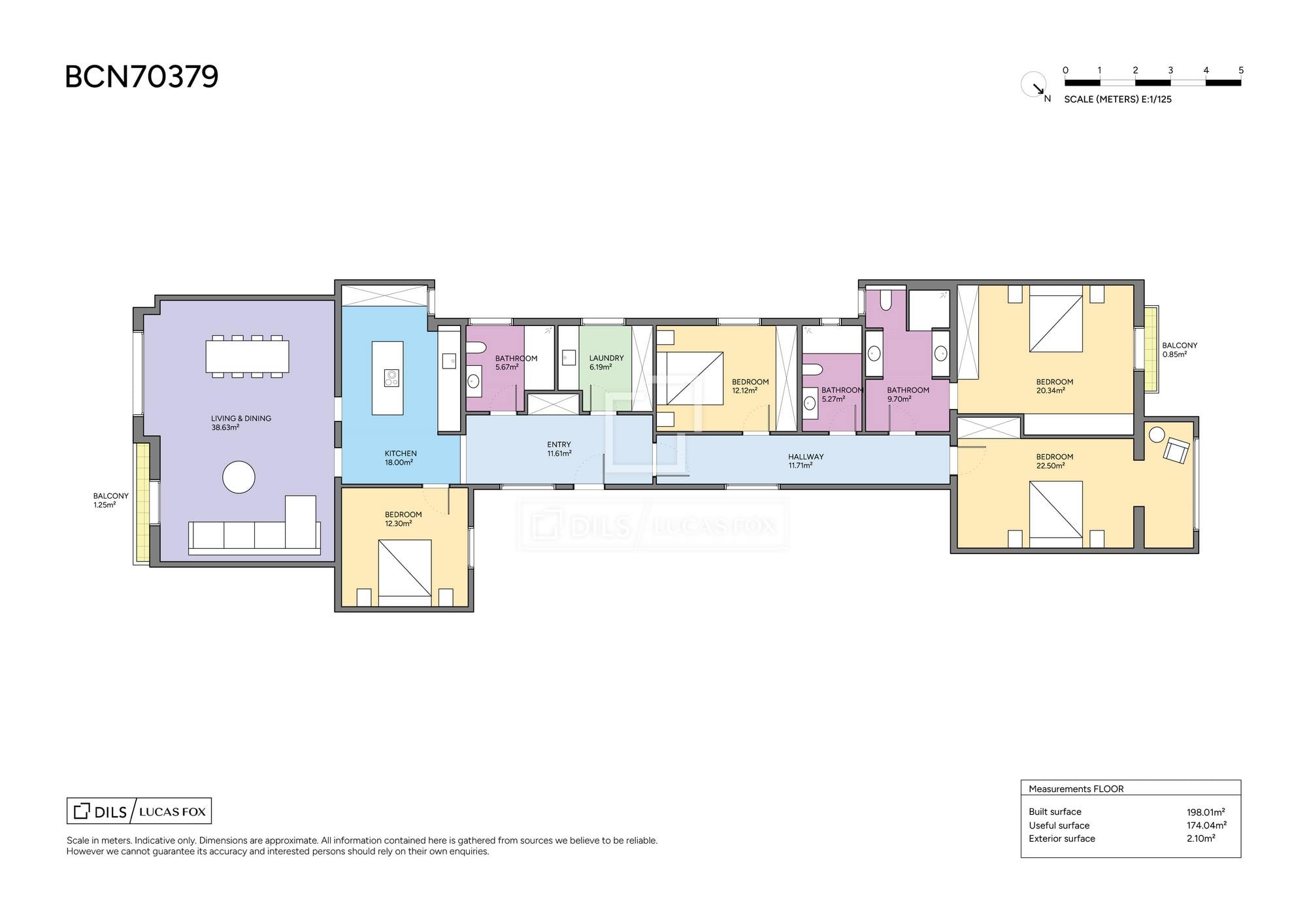 living - Piso de 198m² en venta en Eixample Izquierdo, Barcelona - Plano del piso - 1