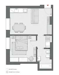 One Bedroom of 56 sqm - Edificio C2 - LivinUp  | Milano - Floor Plan thumbnail - 1
