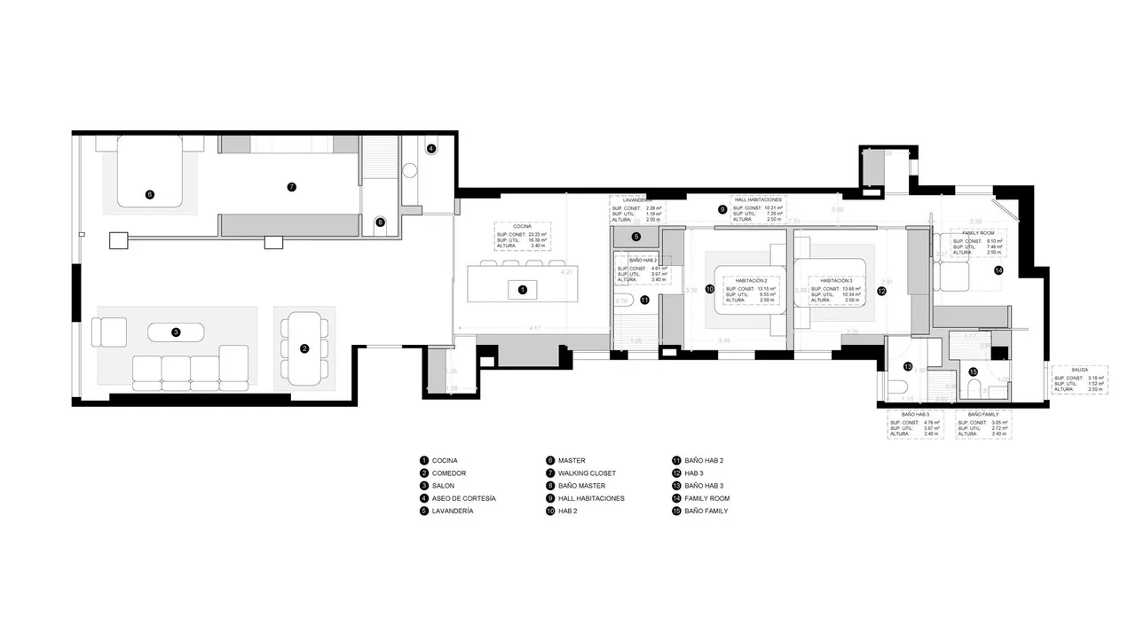living - 276m² apartment for sale in Castellana, Madrid - Floor Plan - 1