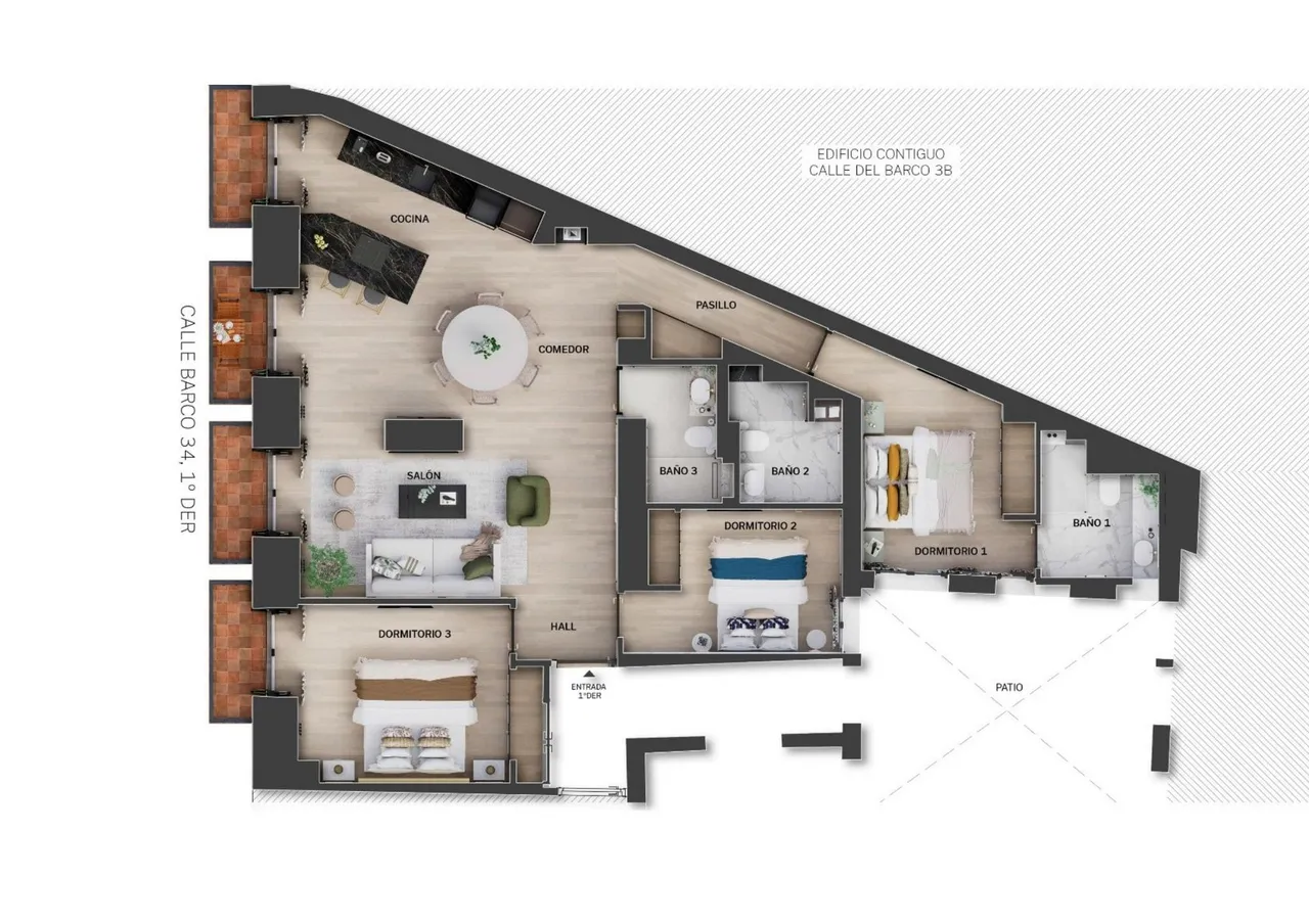 living - Piso de 146m² en venta en Sol, Madrid - Plano del piso - 1