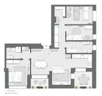 Three Bedrooms of 128 sqm - Edificio C2 - LivinUp  | Milano - Floor Plan thumbnail - 1