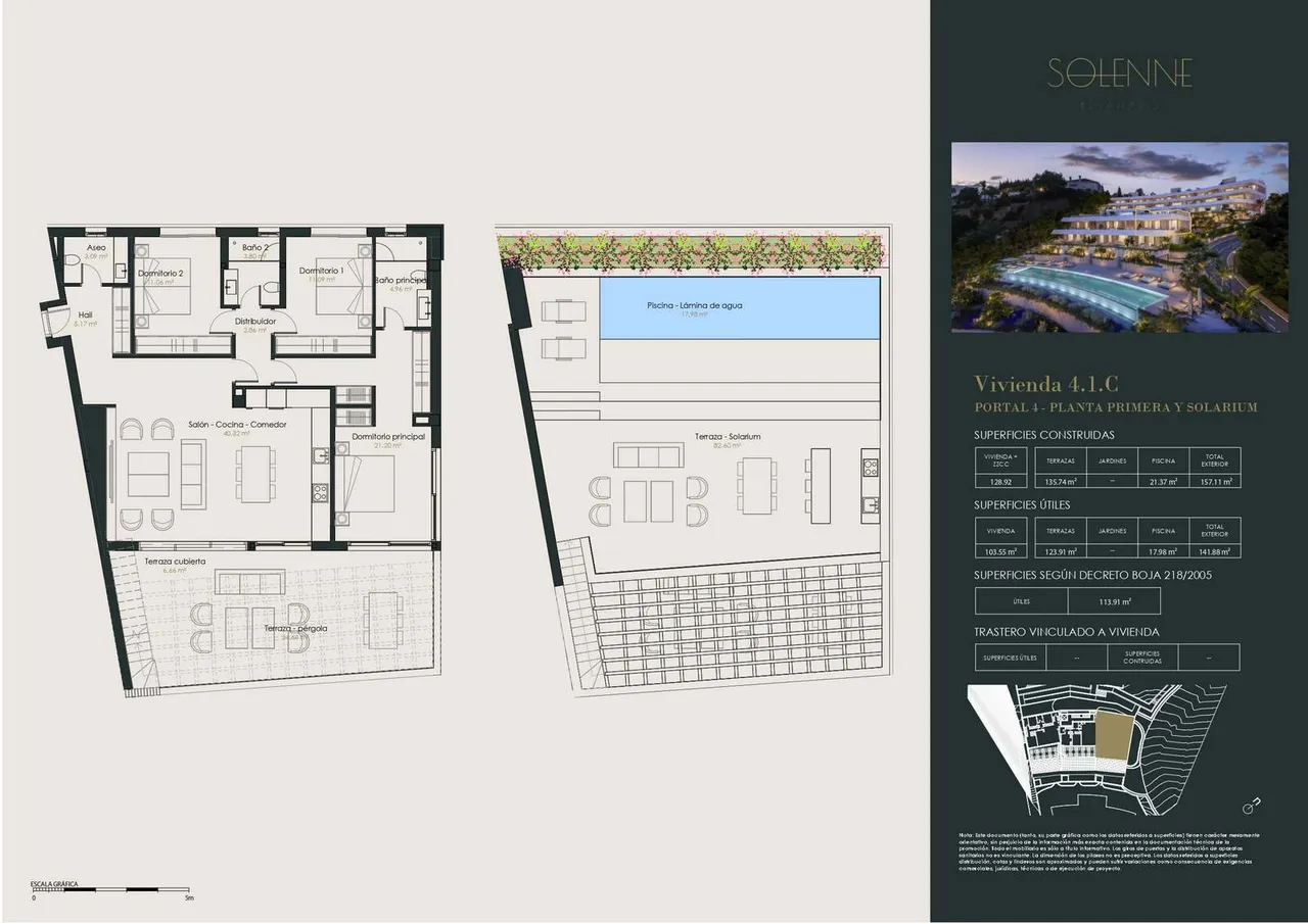 living - Solenne Apartments, Benahavís, Costa del Sol - Floor Plan - 1
