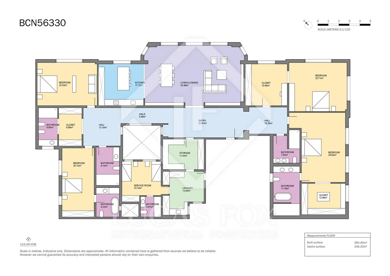 living - Piso de 390m² en venta en Turó Park, Barcelona - Plano del piso - 1