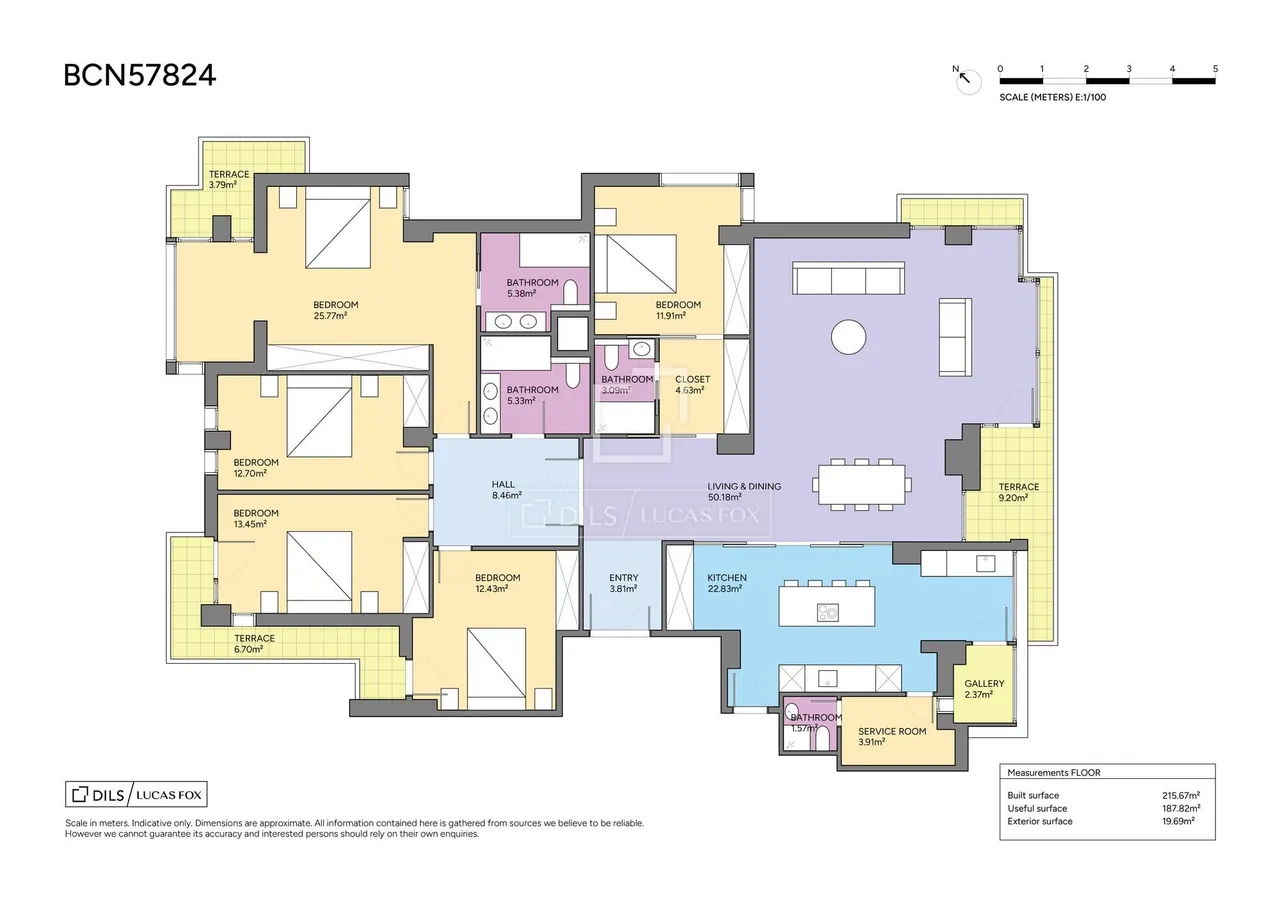 living - 210m² apartment with 20m² terrace for sale in Turó Park - Floor Plan - 1
