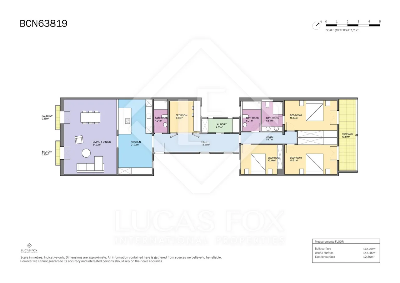 living - 175m² apartment with 12m² terrace for sale in Eixample Right - Floor Plan - 1