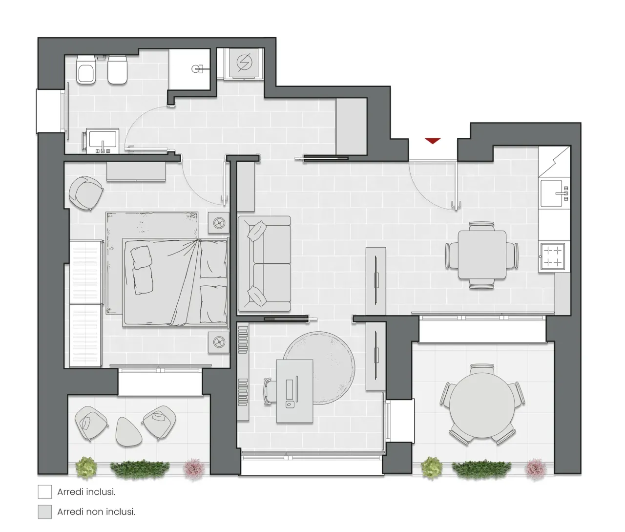 One Bedroom of 73 sqm - Edificio C2 - LivinUp  | Milano - Floor Plan - 1