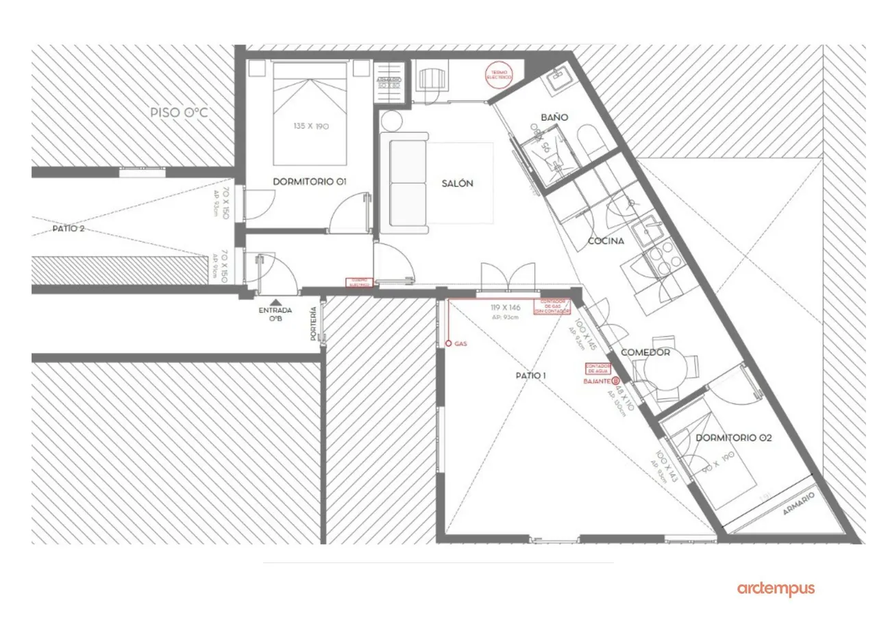 living - Piso de 65m² en venta en Lista, Madrid - Plano del piso - 1