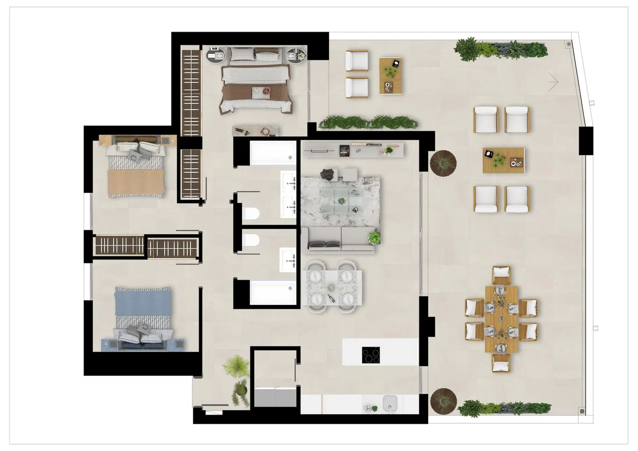 living - A beautiful modern development with panoramic views in the heart of Golf Valley with 98 apartments of 2 and 3 bedrooms , with great access to all amenities - Floor Plan - 3