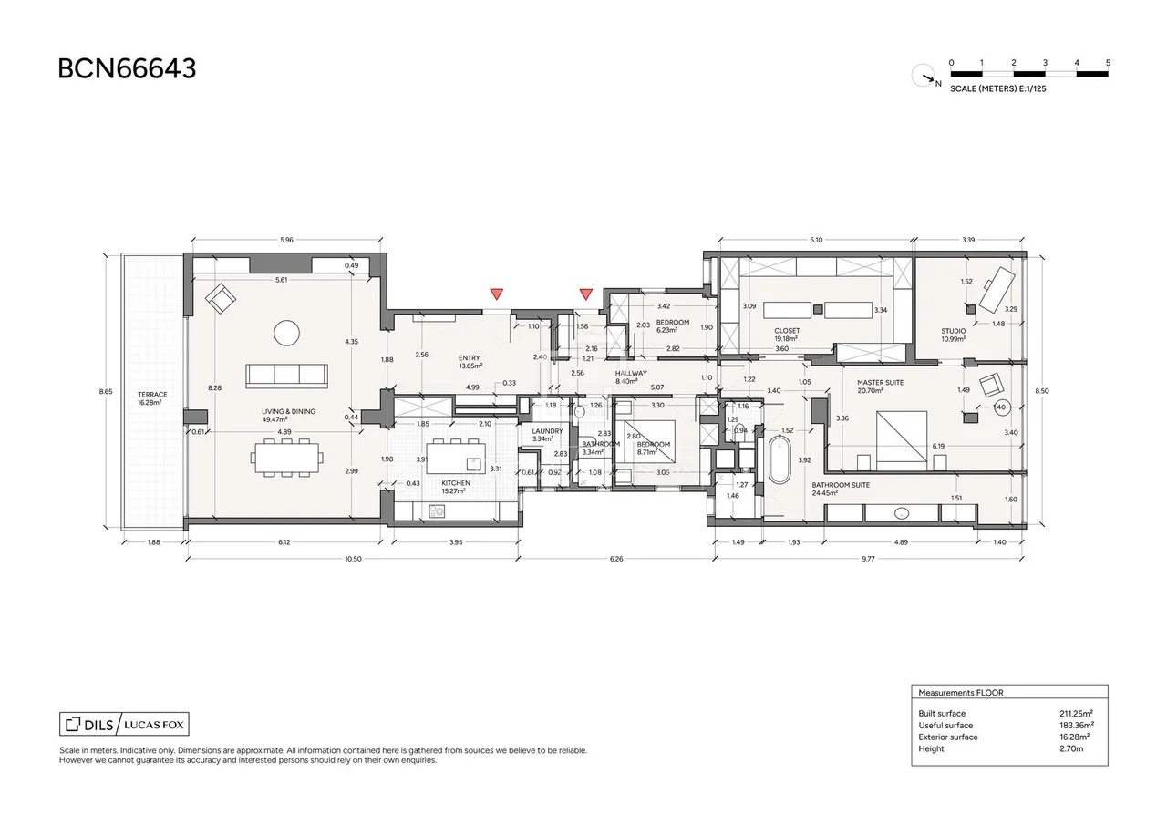 living - Piso de 211m² con 17m² terraza en venta en Turó Park - Plano del piso - 1