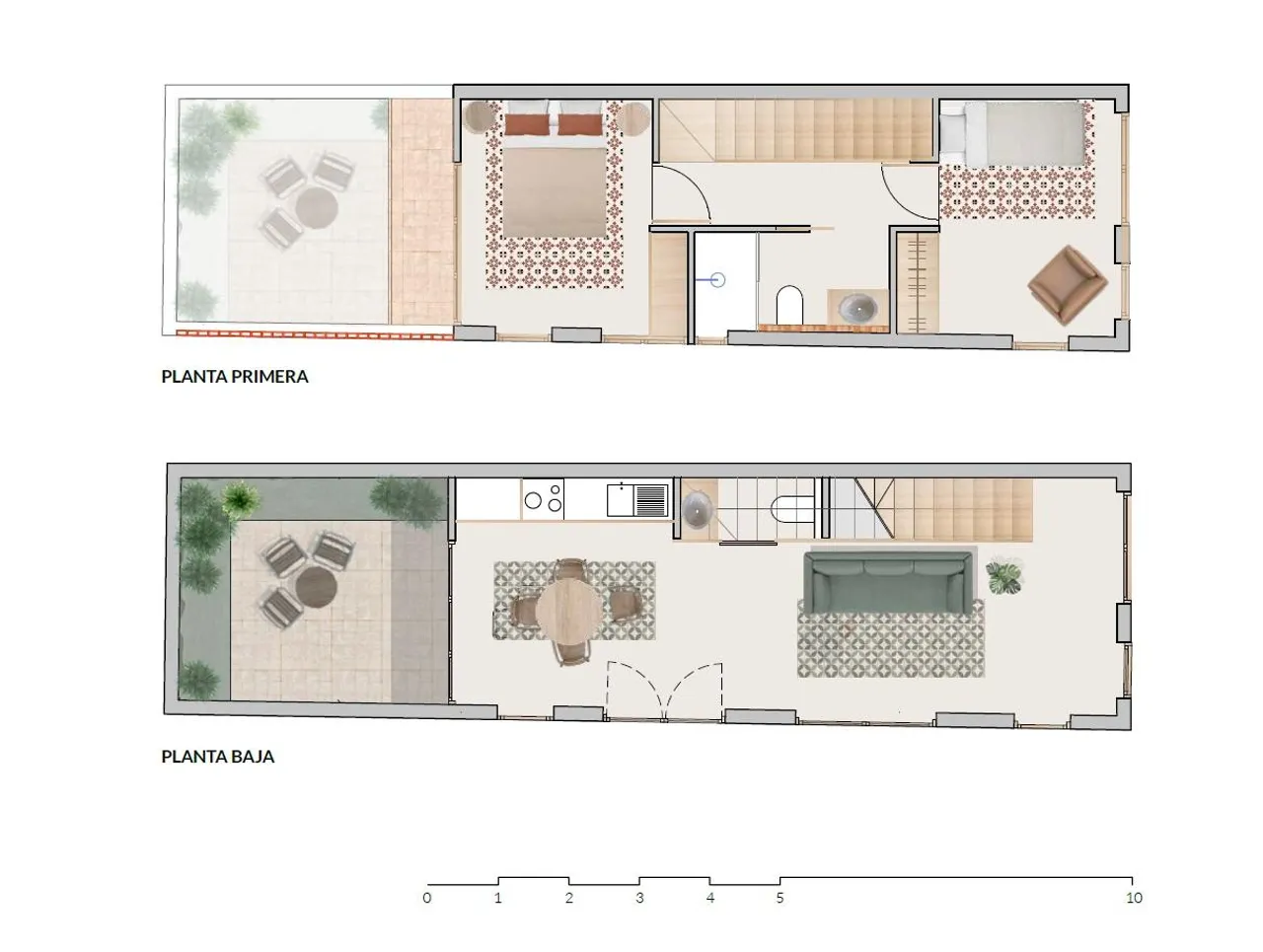 living - Piso de 91m² con 52m² terraza en venta en Playa Malvarrosa/Cabanyal - Plano del piso - 1
