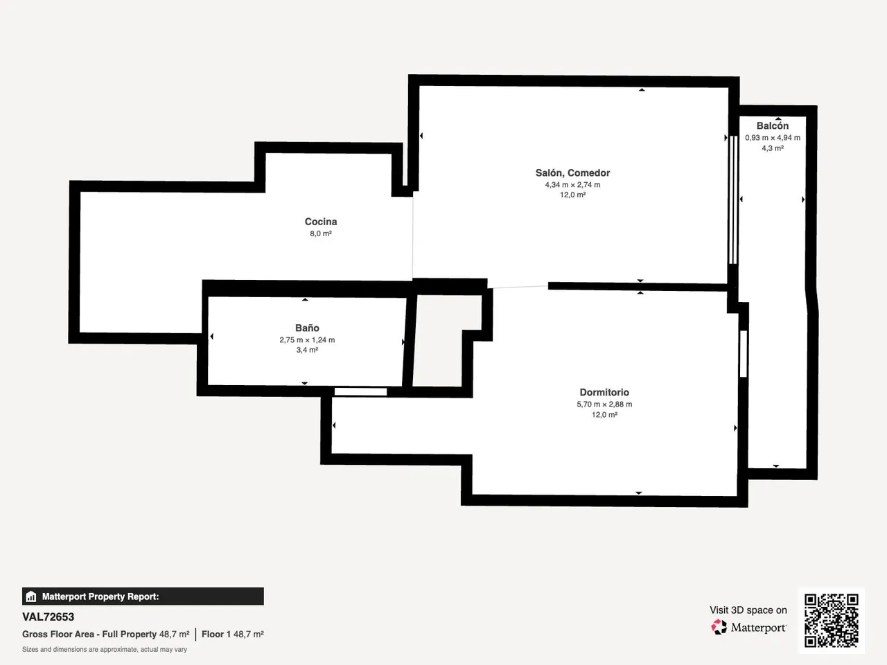 living - 58m² apartment for rent in La Xerea, Valencia - Floor Plan - 1