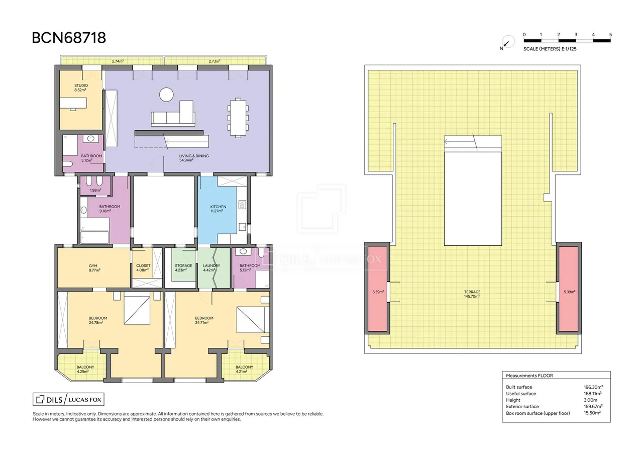 living - 196m² penthouse with 160m² terrace for sale in Sagrada Família - Floor Plan - 1