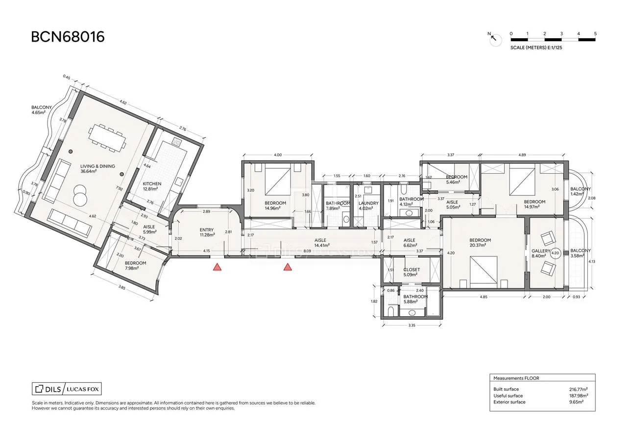 living - Piso de 217m² con 10m² terraza en venta en Eixample Izquierdo - Plano del piso - 2
