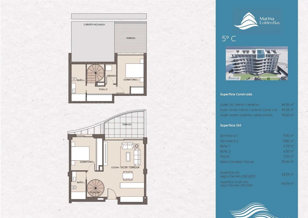 living - Marina Golden Bay Penthouses, Artola, Costa del Sol - Floor Plan - 3