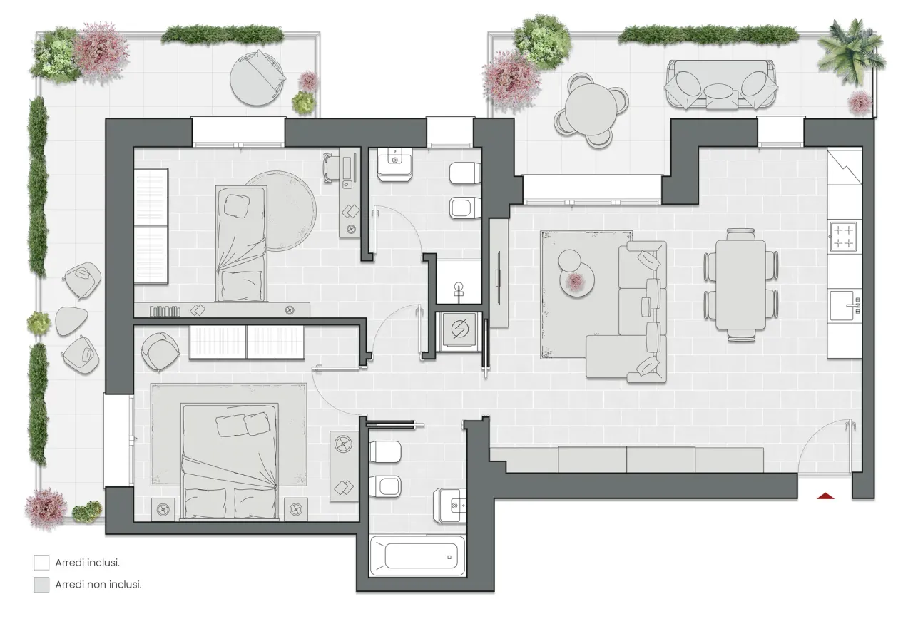 Trilocale di 106 m2 - Edificio A1 - LivinUp  | Milano - Floor Plan - 1