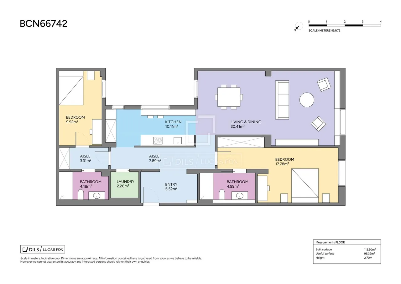 living - 111m² penthouse for sale in El Born, Barcelona - Floor Plan - 1