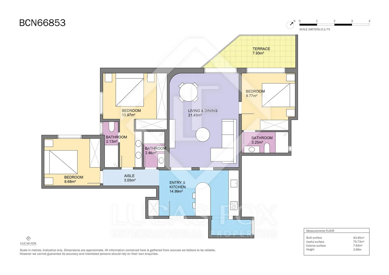living - 100m² apartment for sale in Sant Gervasi - Galvany - Floor Plan - 1