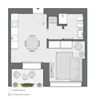 Studio of 43 sqm - Edificio C2 - LivinUp  | Milano - Floor Plan thumbnail - 1