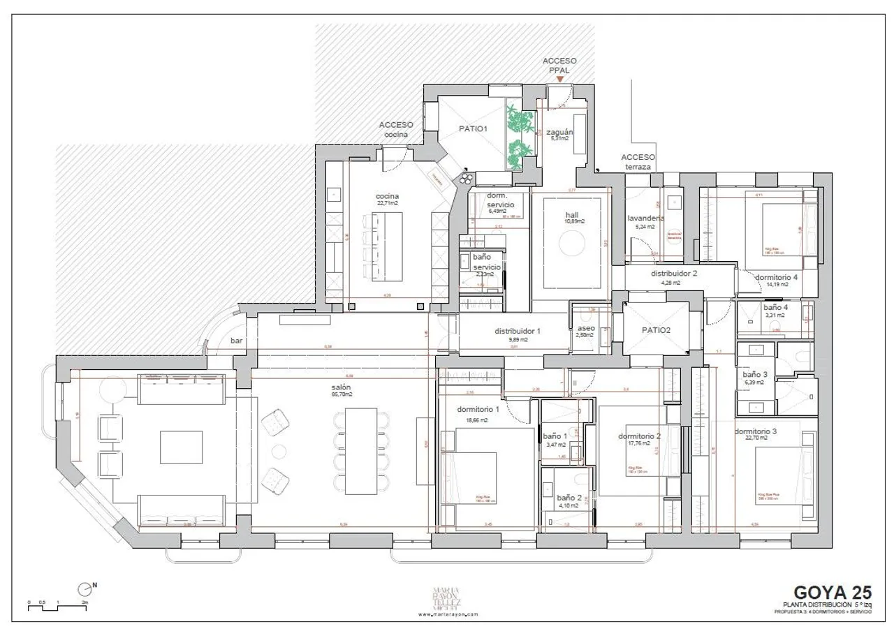 living - 350m² apartment for sale in Recoletos, Madrid - Floor Plan - 3