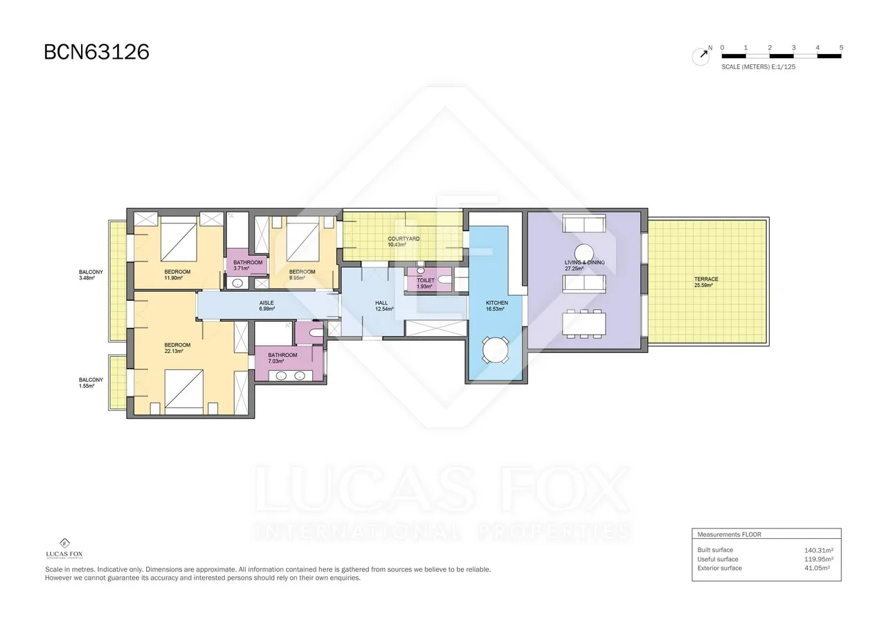living - 140m² apartment with 42m² terrace for sale in Eixample Left - Floor Plan - 1