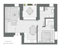 One Bedroom of 70 sqm - Edificio C2 - LivinUp  | Milano - Floor Plan thumbnail - 1