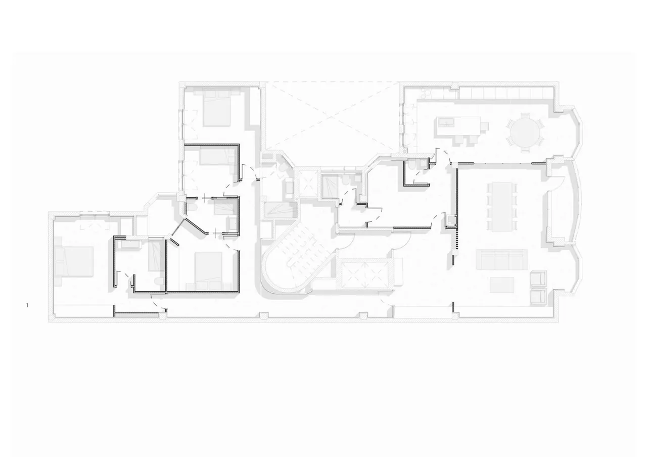 living - Piso de 304m² en venta en Castellana, Madrid - Plano del piso - 1