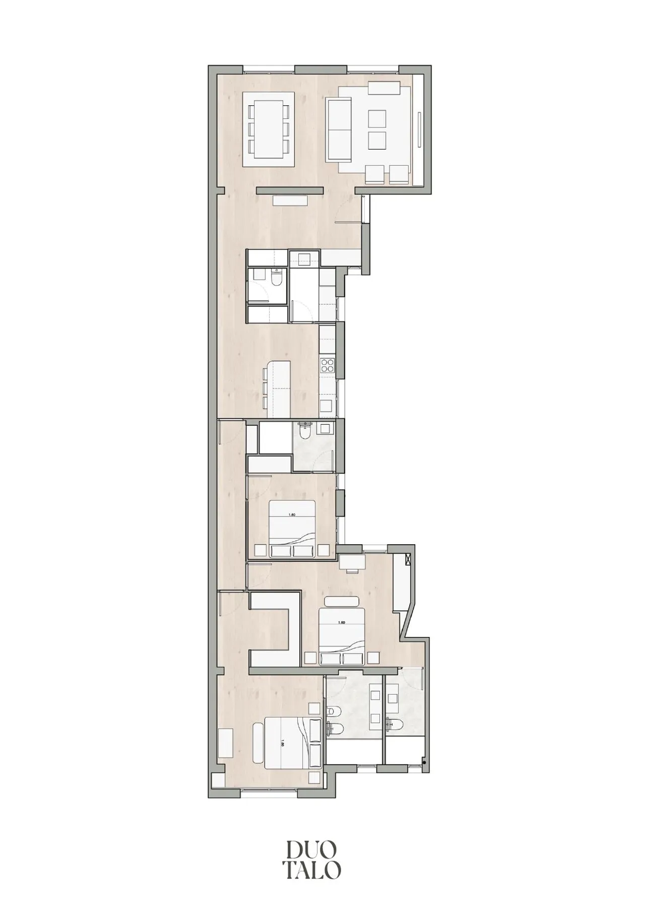 living - Piso de 170m² en venta en Ibiza, Madrid - Plano del piso - 1