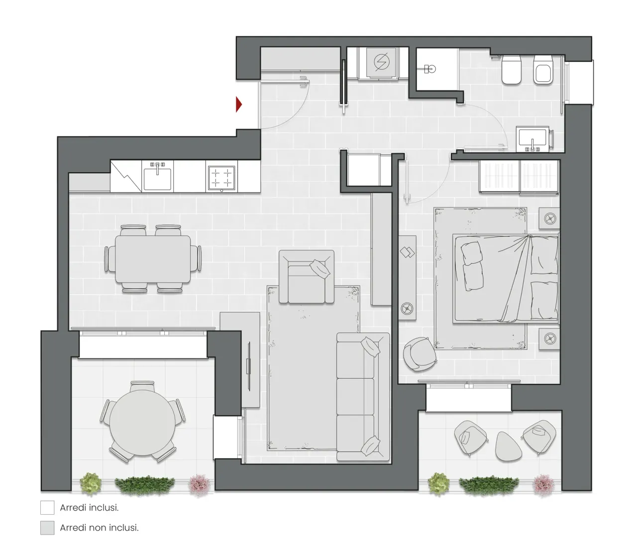 One Bedroom of 77 sqm - Edificio C2 - LivinUp  | Milano - Floor Plan - 1