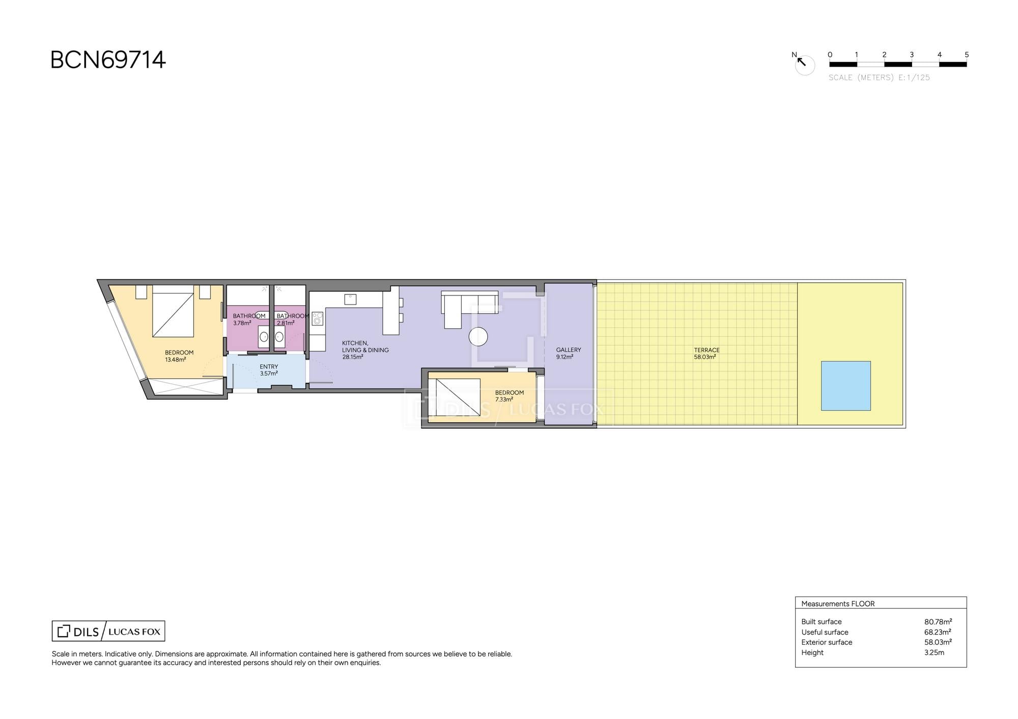 living - 112m² apartment with 58m² terrace for sale in El Clot - Floor Plan thumbnail - 1
