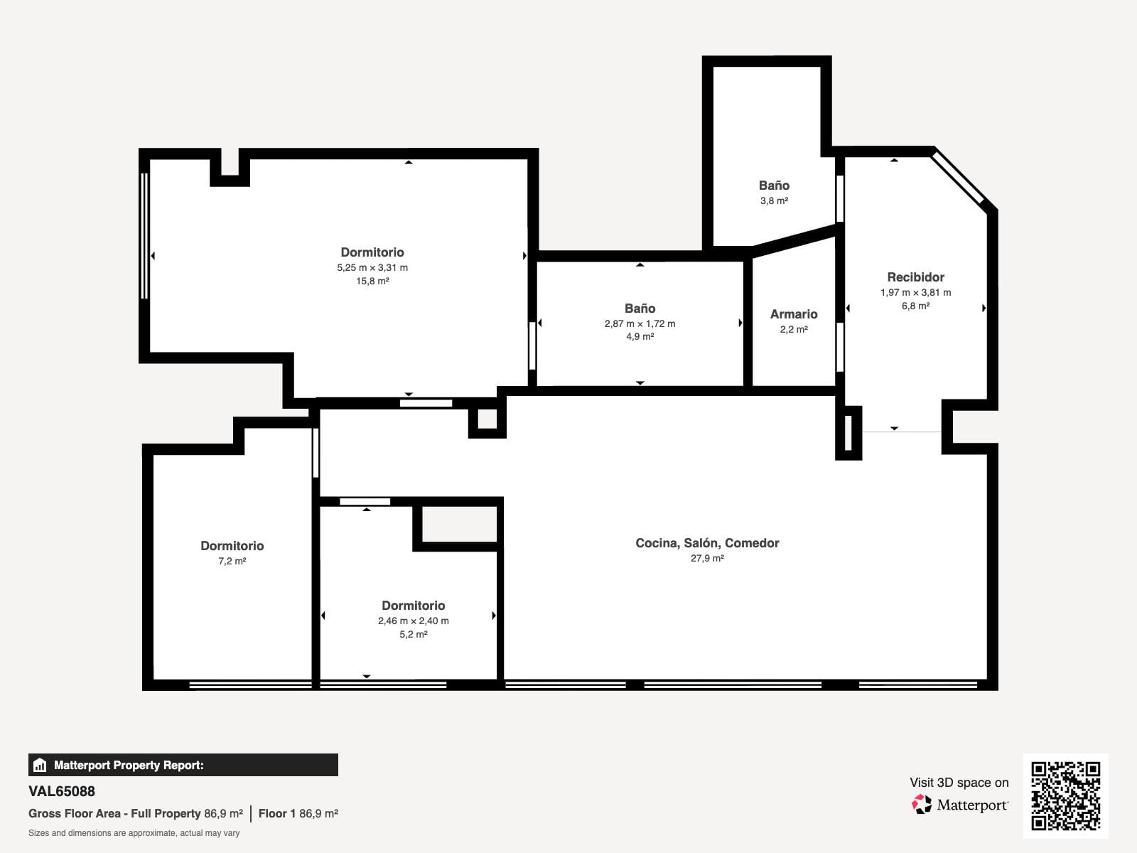 living - 106m² apartment for sale in Ciudad de las Ciencias - Floor Plan - 1