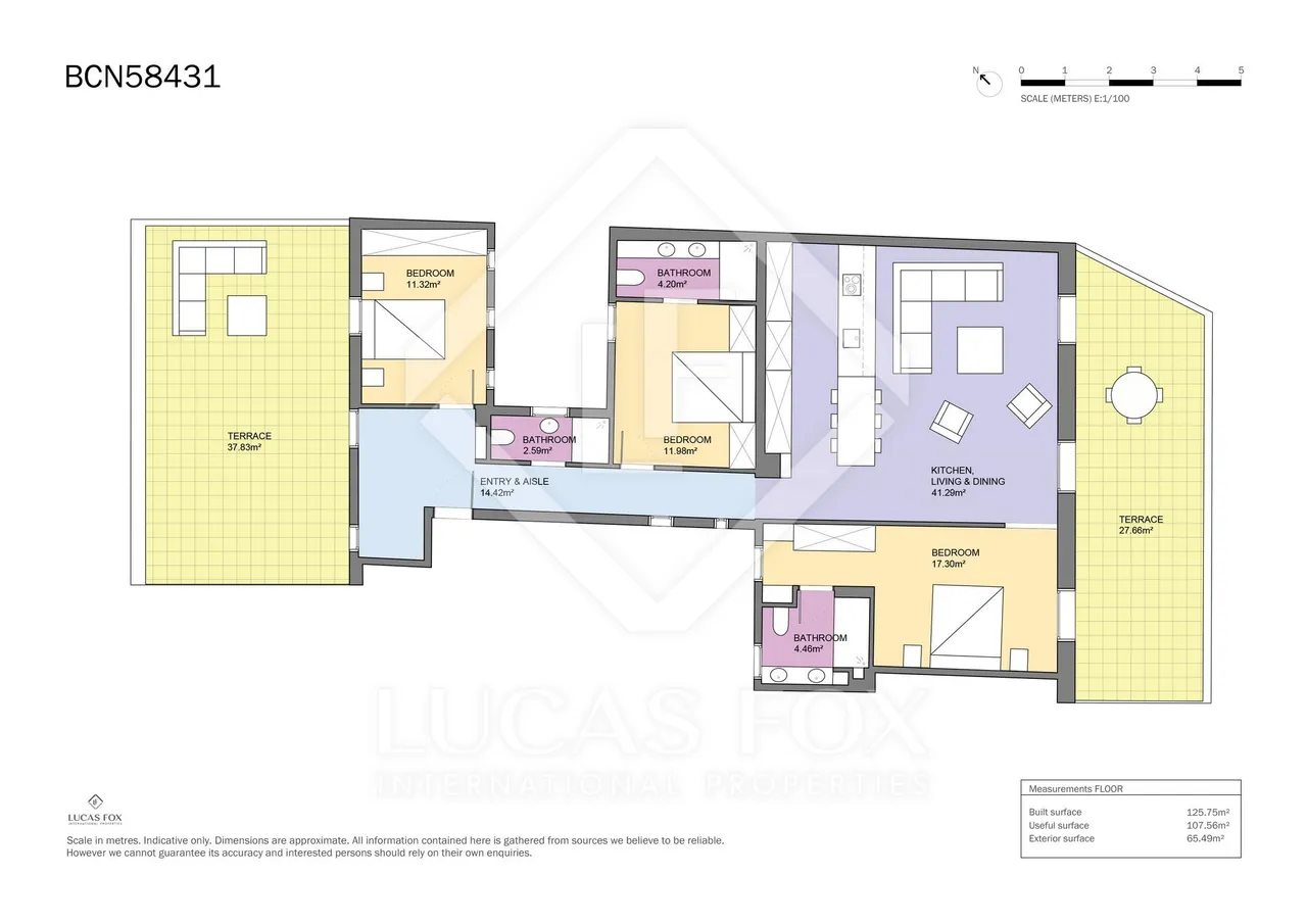 living - 120m² penthouse with 54m² terrace for sale in El Born - Floor Plan - 1