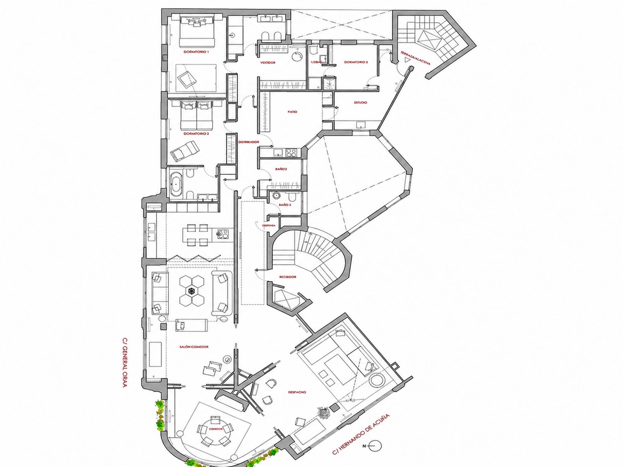 living - 375m² apartment for rent in Castellana, Madrid - Floor Plan thumbnail - 1