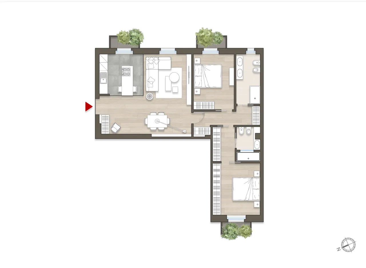 living - Three-room apartment for sale via Sardegna 59 Milano - Floor Plan - 1