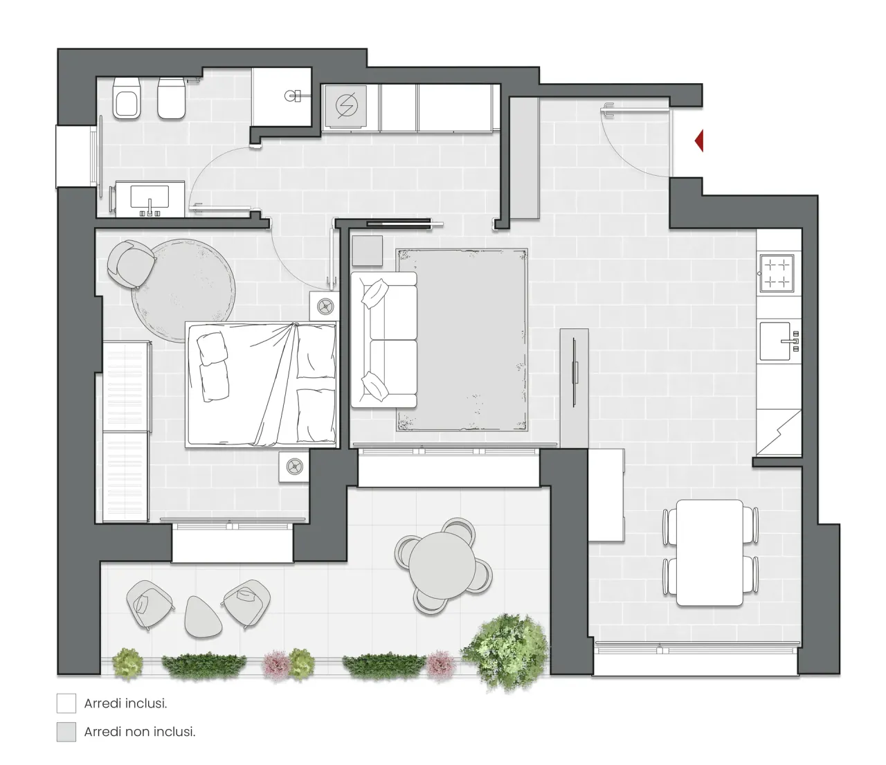 One Bedroom of 76 sqm - Edificio C2 - LivinUp  | Milano - Floor Plan - 1