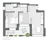 One Bedroom of 76 sqm - Edificio C2 - LivinUp  | Milano - Floor Plan thumbnail - 1