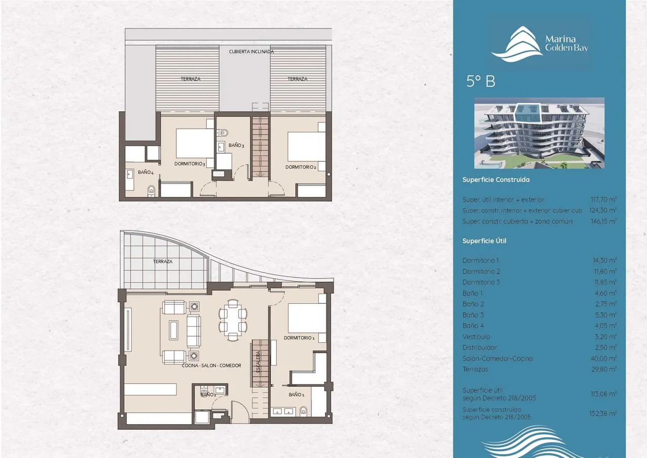 living - Marina Golden Bay Penthouses, Artola, Costa del Sol - Floor Plan - 2