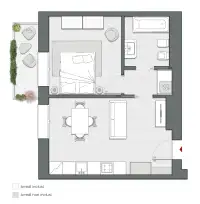 One Bedroom of 56 sqm - Edificio A3 - LivinUp  | Milano - Floor Plan thumbnail - 1